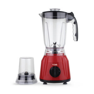 450W blender with ABS housing, 1.5L unbreakable PC jar, stainless steel blade, 2-speed plus pulse function, safety lock, and motor overheat protection.