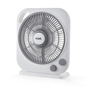 50W electric fan with safety guard, 3-speed settings, oscillation, 1-hour timer, adjustable louver, silent circulation, and thermal fuse protection