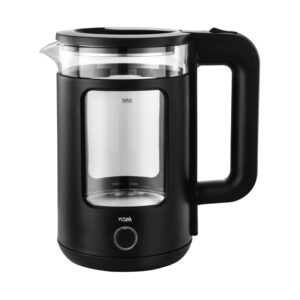 1500W electric kettle with automatic shut-off, dry heating protection, 360-degree rotational base, and double-layer insulated design