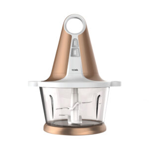 Electric food chopper with ABS housing, 1.6L glass bowl, SUS 304 stainless steel double blades, and 300W full copper moto