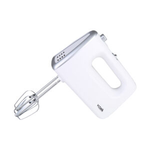 Electric hand mixer with full copper motor, 5 speeds, ABS housing, and easy-release beaters and dough hooks