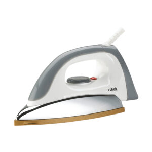 1000–1200W ceramic-coated dry iron with 6 temperature settings, swivel cord, and big pilot lamp AC220–240V 50/60Hz