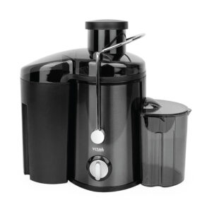 600W stainless steel juicer with 450ml juice cup, 1500ml pulp container, 65mm whole apple feed tube, micro mesh filter, and two-speed control