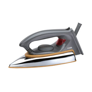 1000W dry iron with adjustable temperature control knob, automatic indicator light, overheating protection, swivel cord, and stable heel rest AC220–240V 50/60Hz