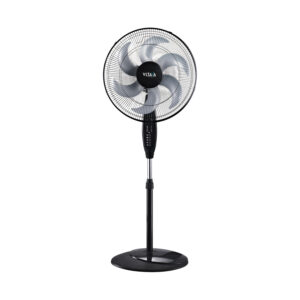 Electric standing fan with powerful silent motor, 3-speed air supply, 75-degree oscillation, strong airflow and stable round base
