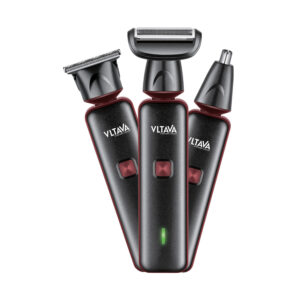 Cord/cordless hair trimmer with 3 interchangeable heads, powerful motor, noise reduction, 90-minute cordless use, and 2-hour USB charging