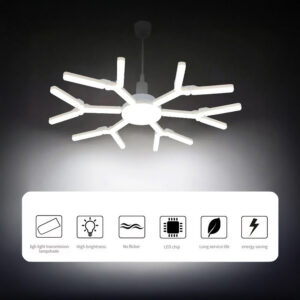 50W Folding Fan Light – 1000 Lumens, 3-Speed Fan, 3000K–6500K Adjustable Light, Bluetooth & Remote Control