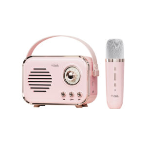cute Bluetooth microphone with 5.0 connection, over 10-meter range, and built-in FM radio function