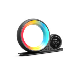 18-LED Colorful Ambient Clock with Bluetooth Speaker, Alarm Clock & White Noise Sleep Machine – Music-Synced LED Light & Time Display